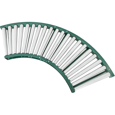 Global Industrial 90 Degree Curved Gravity Conveyor, 21in Between Frame, Tapered Rollers 293191